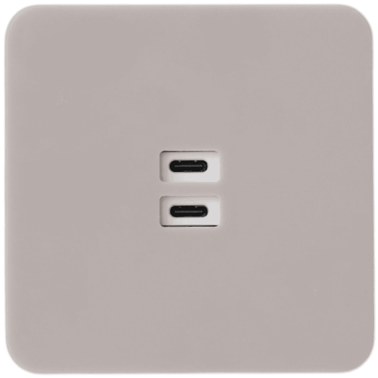 Bright Light design schakelmateriaal uitgevoerd met een usb-C aansluiting