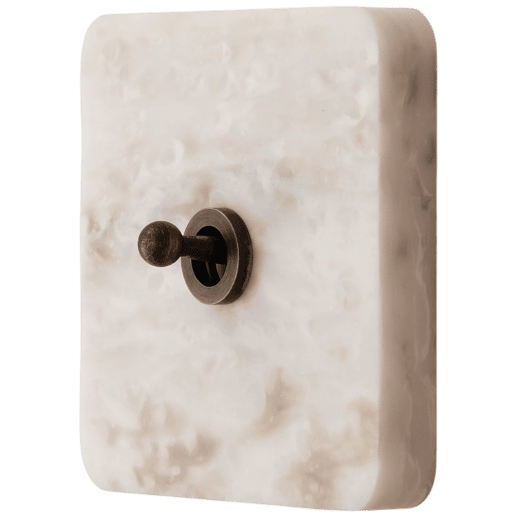 Little Twist high end schakelaar in Weathered Wood & aged Brass